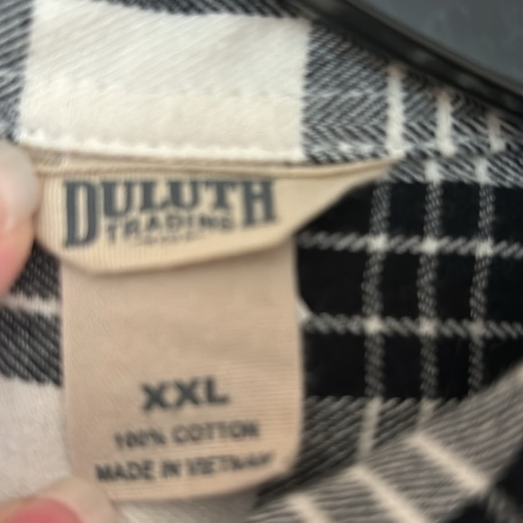 Duluth Trading Company Buffalo Check Black White Plaid Flannel Button Size XXL - Picture 7 of 9